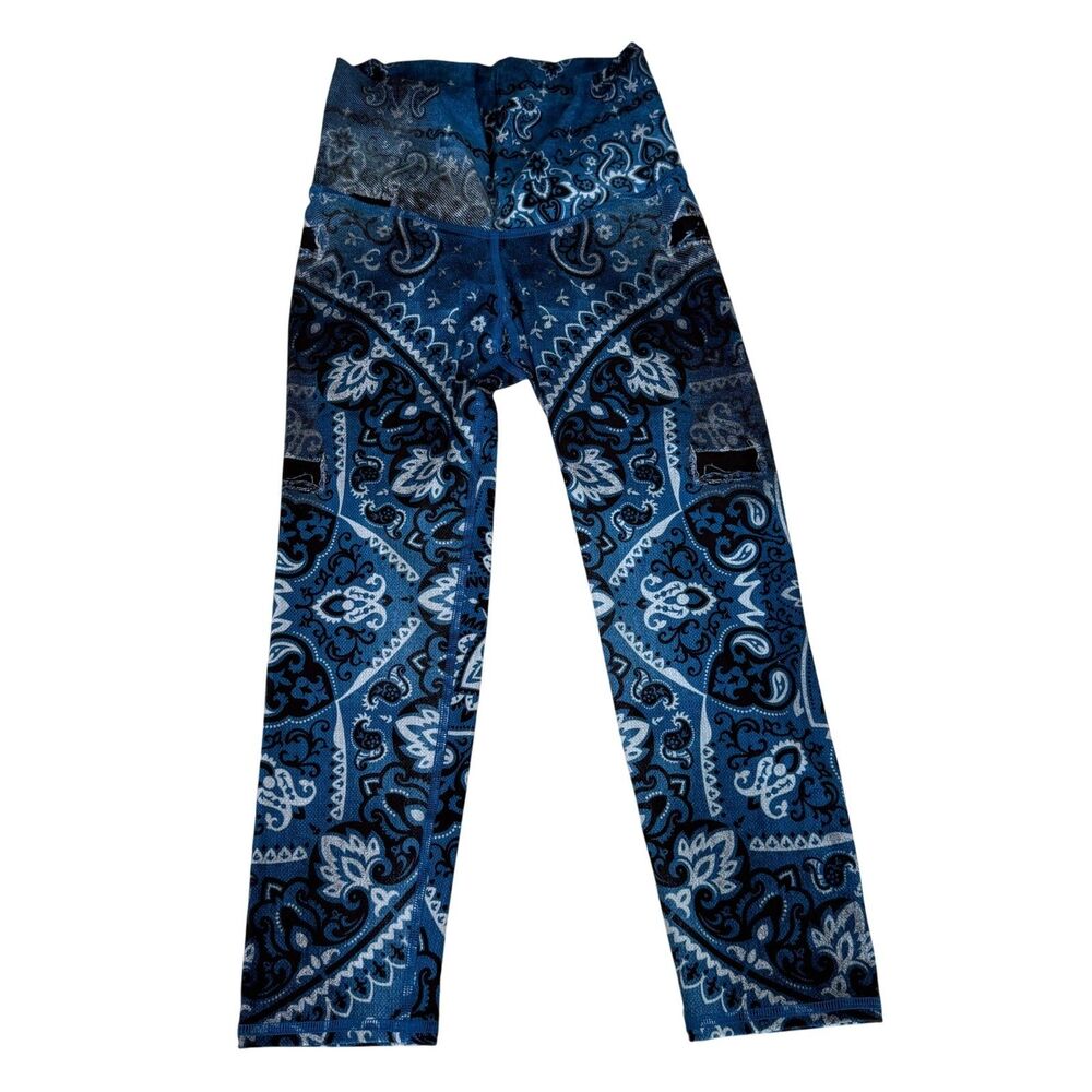 Niyama Sol Leggings Small Blue Bandana Print Beachcomber California Love NWT